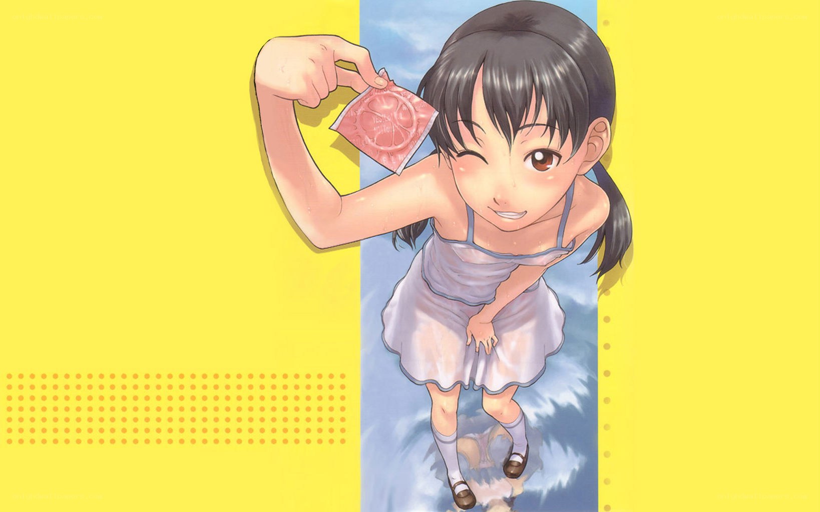 anime girl holding candy