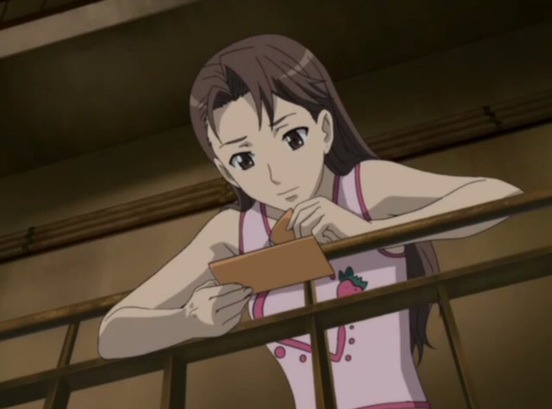 Anime Girl Holding Card — Brown