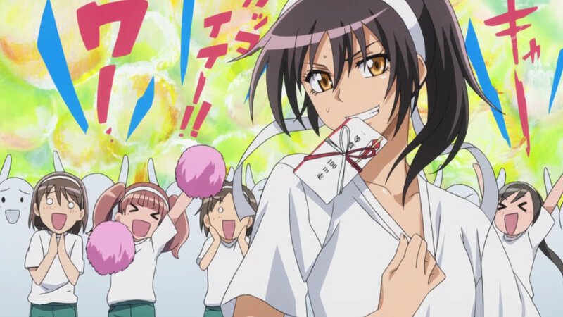 Anime Girl Holding Card — White