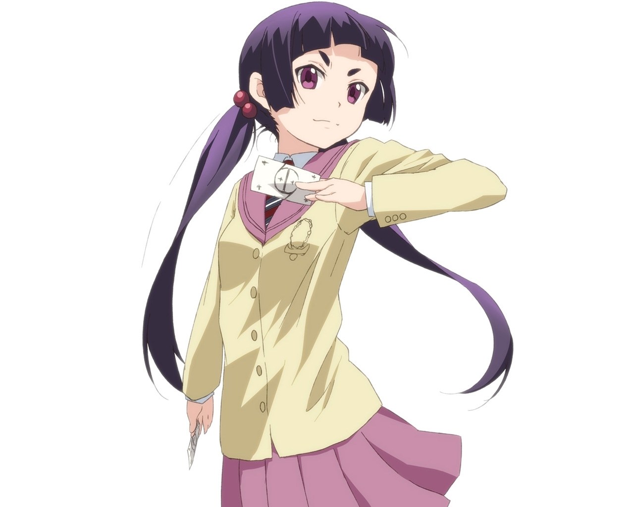anime girl holding card