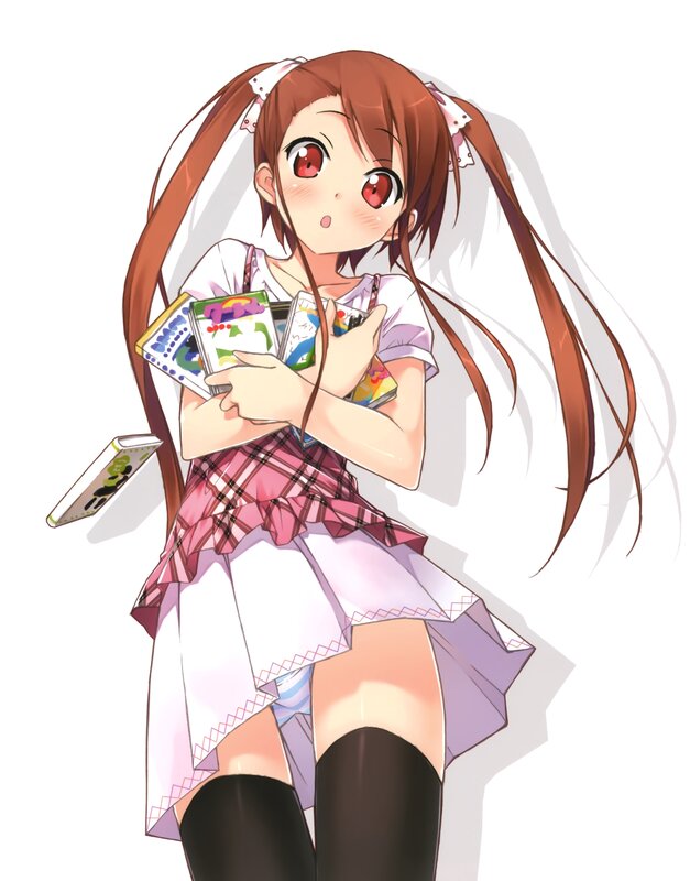 anime girl holding cards