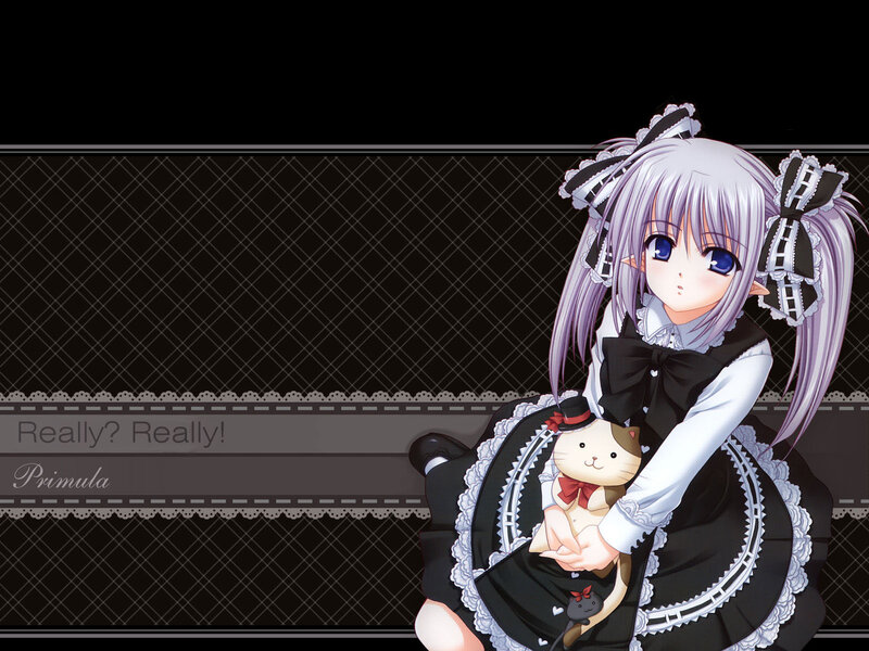 Anime Girl Holding Cat — Black