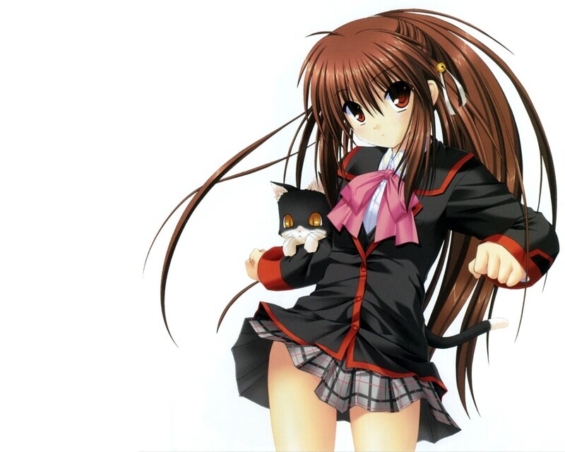 Anime Girl Holding Cat — Brown