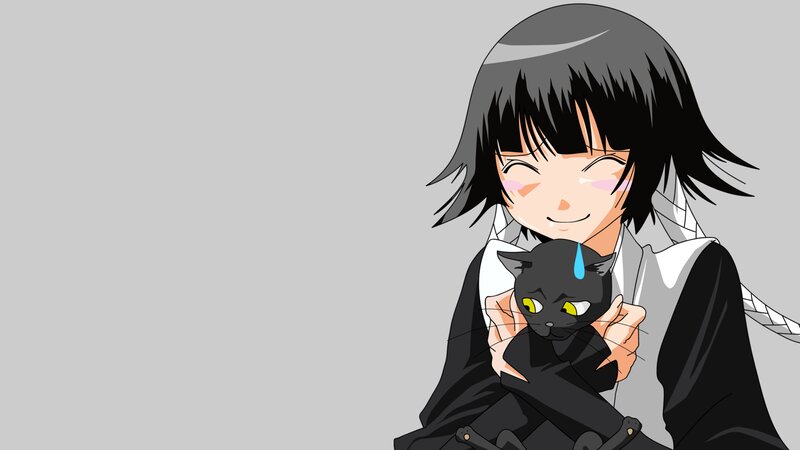 Anime Girl Holding Cat — Gray