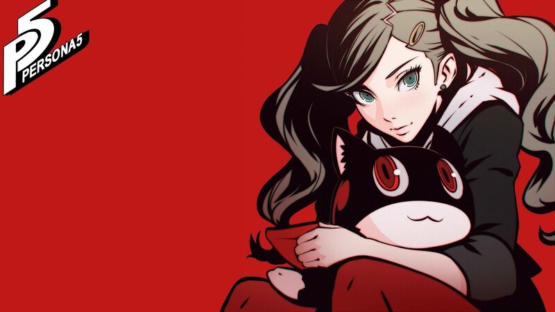 Anime Girl Holding Cat — Red, Dramatic