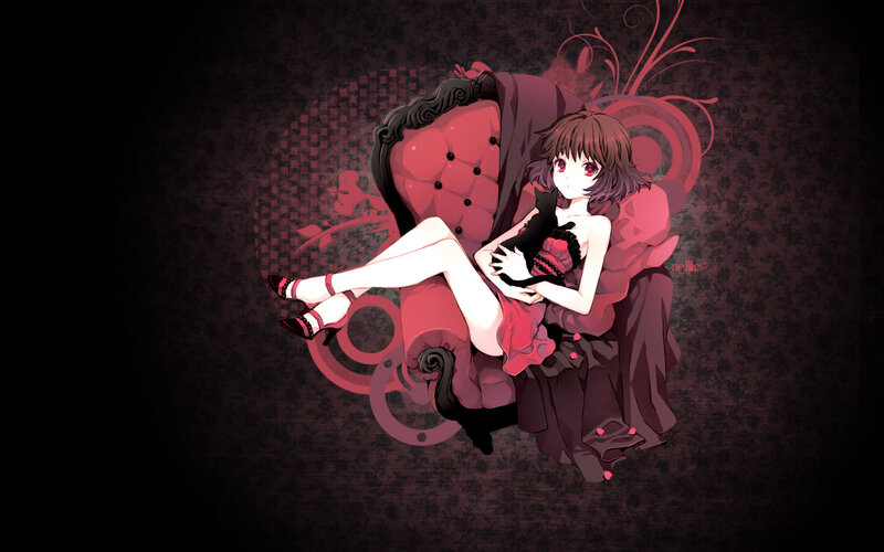 Anime Girl Holding Cat — Red