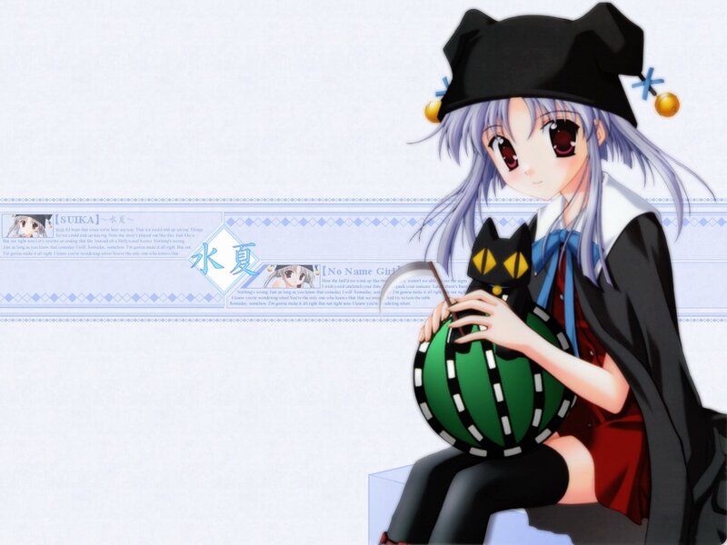Anime Girl Holding Cat — White, Calm, Hat
