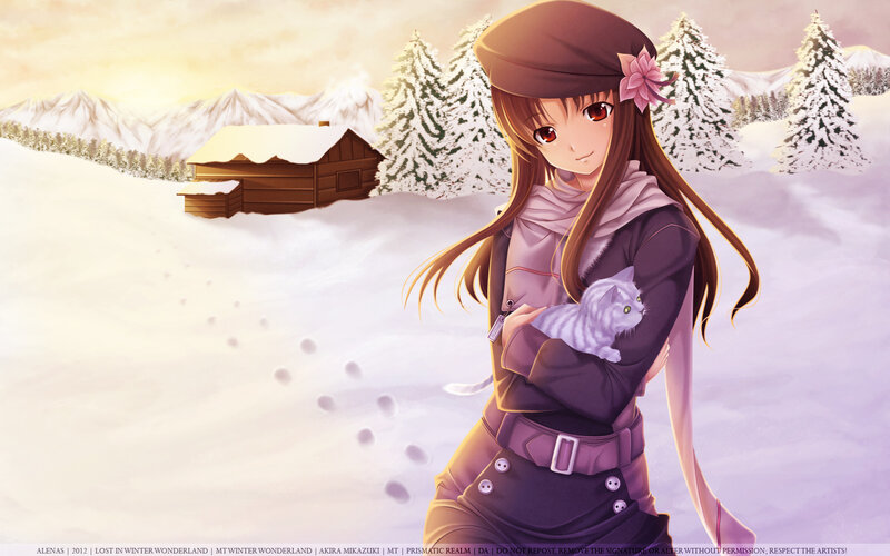 Anime Girl Holding Cat — White, Serene