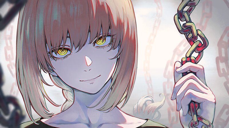 Anime Girl Holding Chain