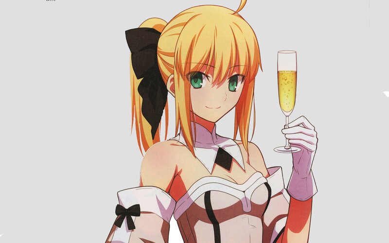 Anime Girl Holding Champagne