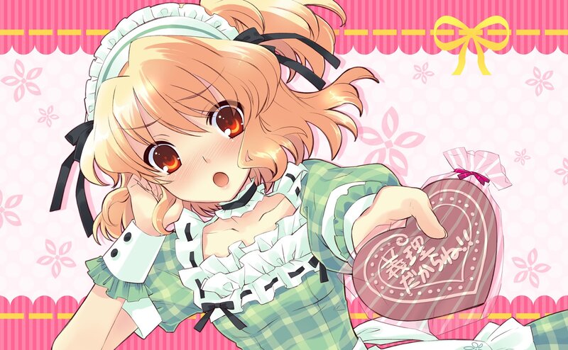 anime girl holding chocolate