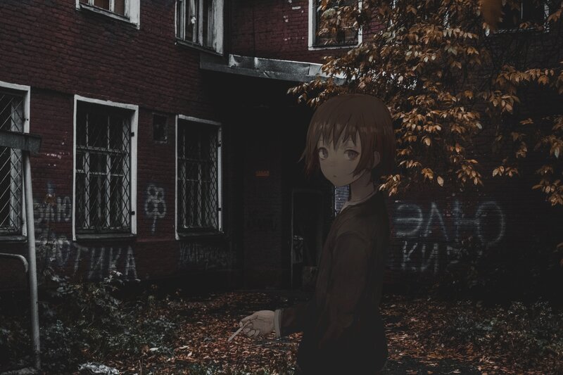 Anime Girl Holding Cigarette