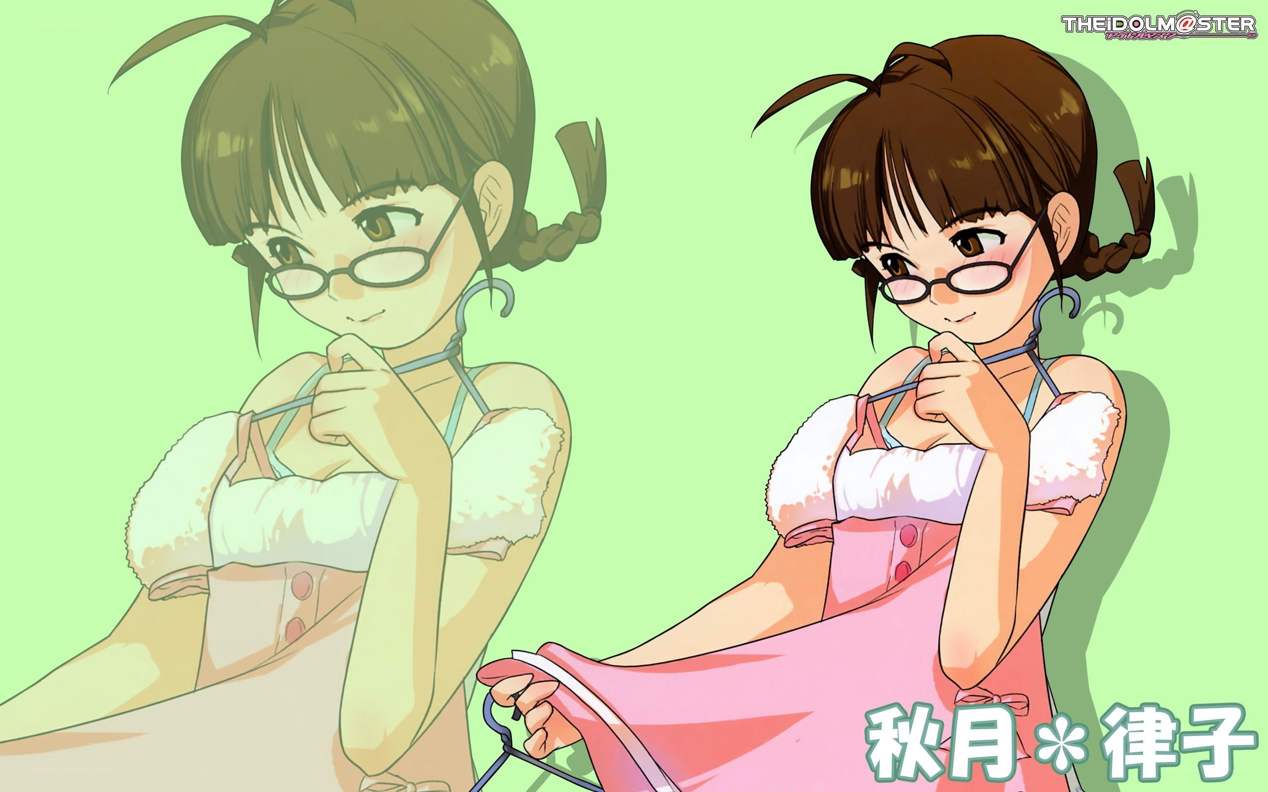 Anime girl holding clothes