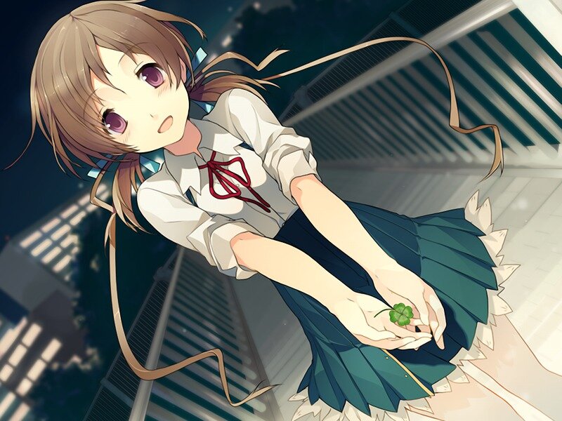 Anime Girl Holding Clover