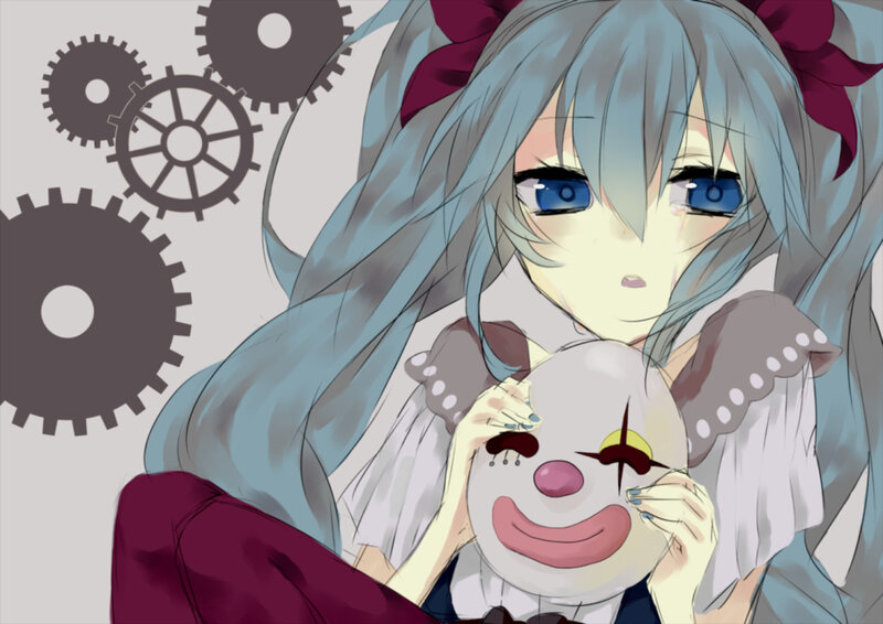Anime Girl Holding Clown Mask