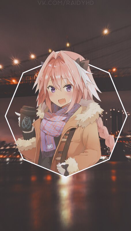 Anime Girl Holding Coffee — Pink, Calm