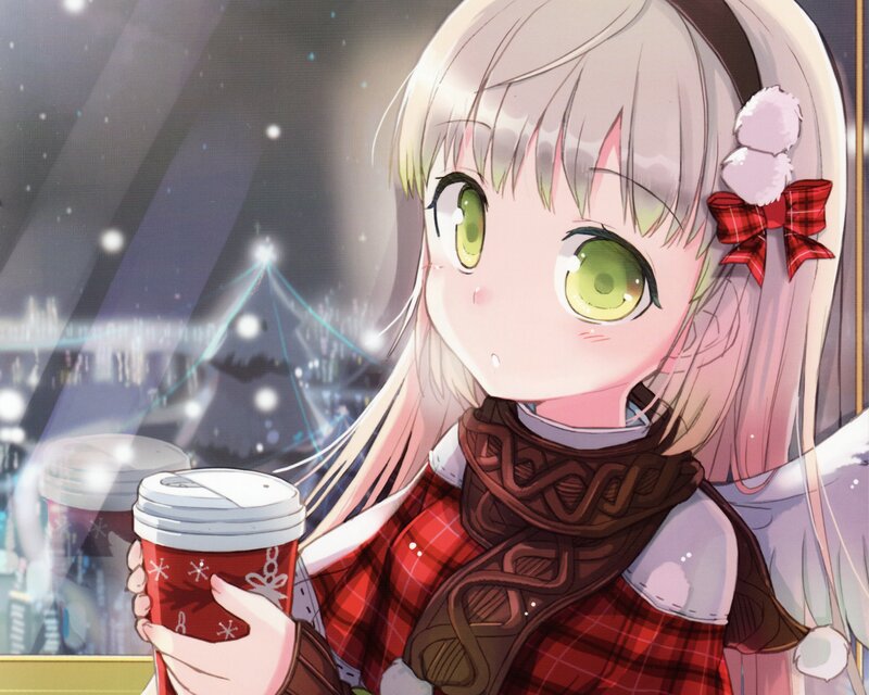 Anime Girl Holding Coffee — Red