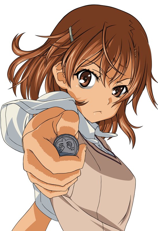 Anime Girl Holding Coin — Brown