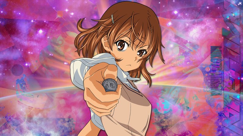 Anime Girl Holding Coin — Purple