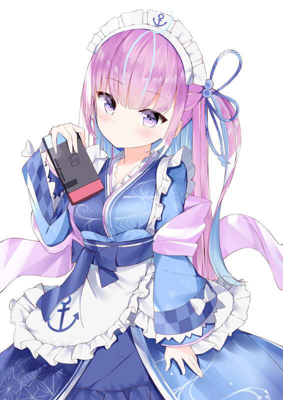 Anime Girl Holding Console — Blue