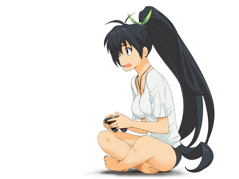 Anime Girl Holding Controller — Black