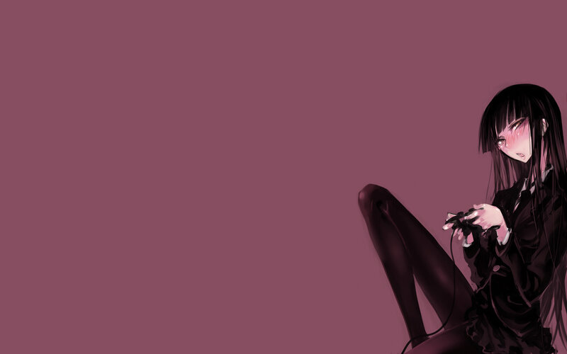 Anime Girl Holding Controller — Purple