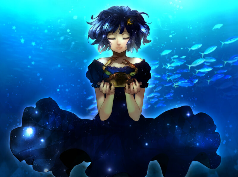 Anime Girl Holding Crab