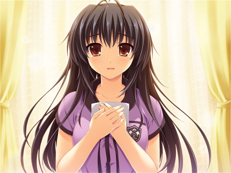 anime girl holding cup