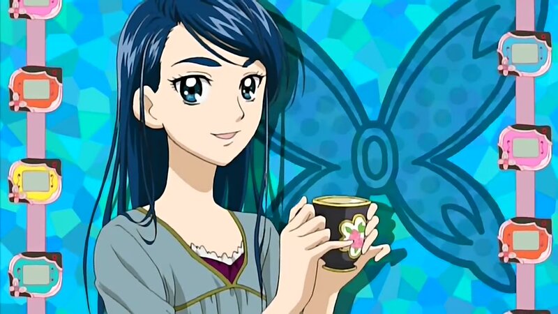 Anime Girl Holding Cup — Blue, Calm