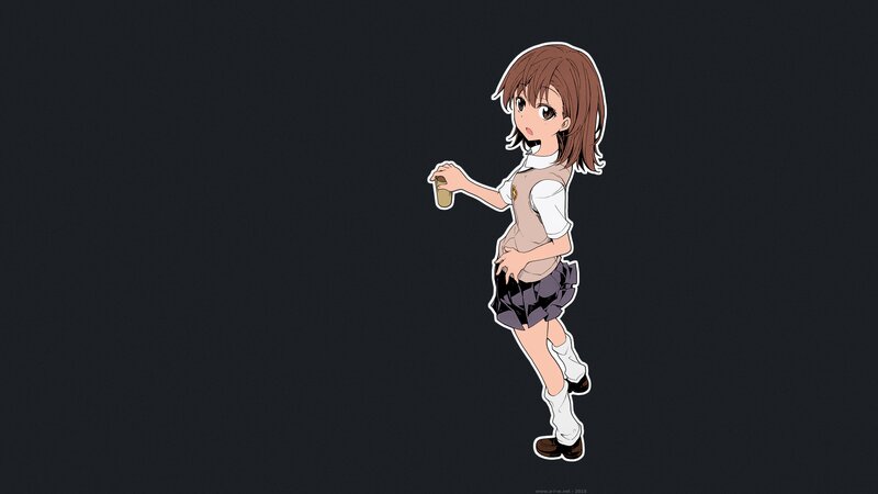 Anime Girl Holding Cup — Brown, Neutral
