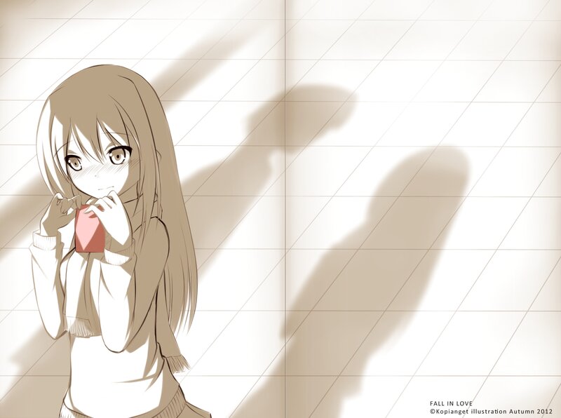 Anime Girl Holding Cup — Brown