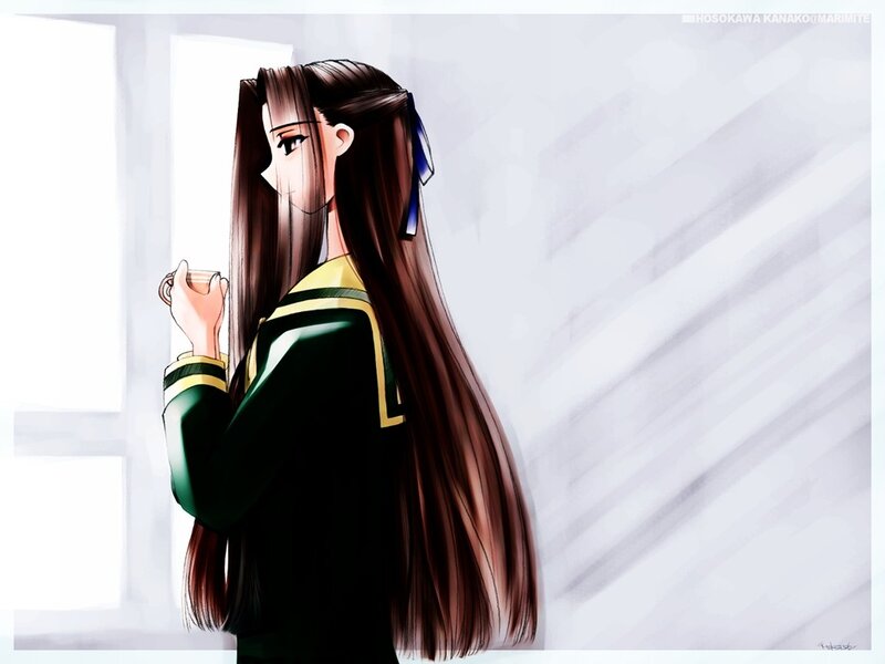 Anime Girl Holding Cup — Green, Calm
