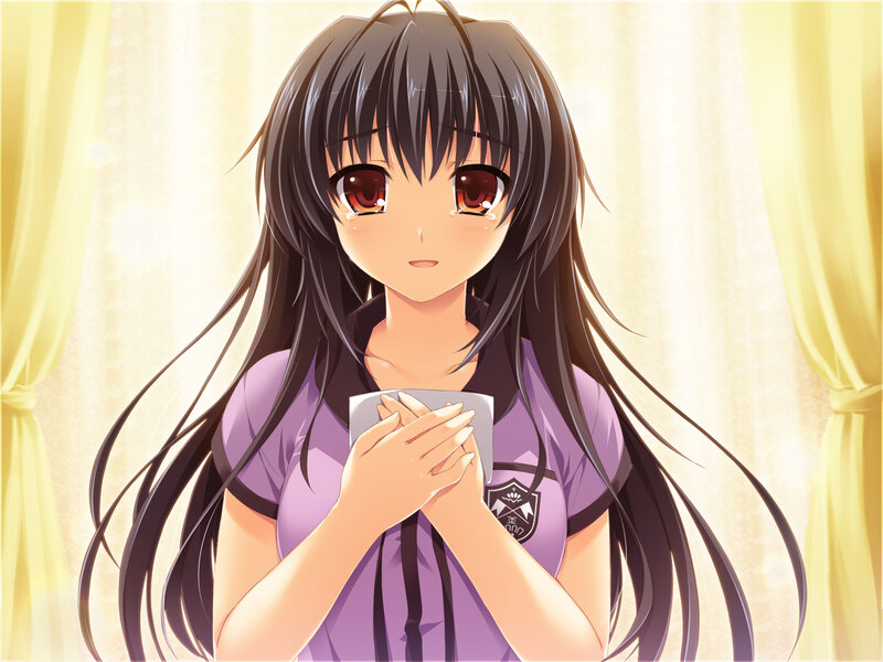 Anime Girl Holding Cup — Purple