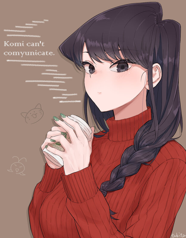 Anime Girl Holding Cup — Red