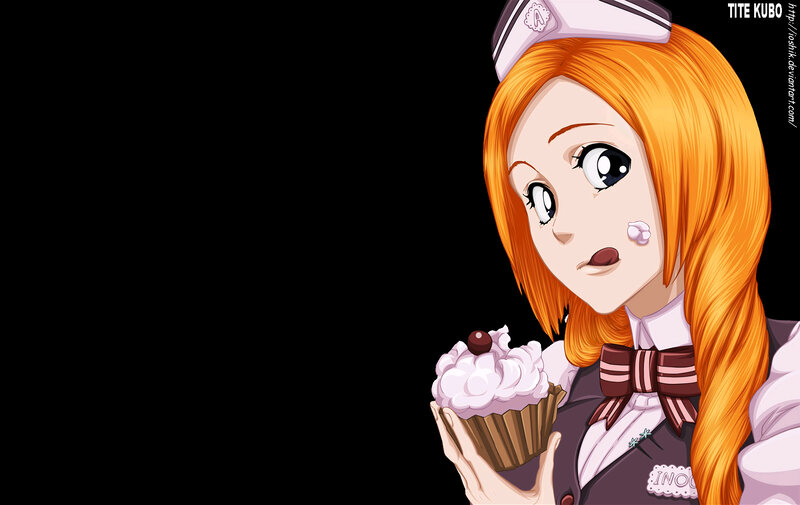 Anime Girl Holding Cupcake — Orange, Playful, Manga