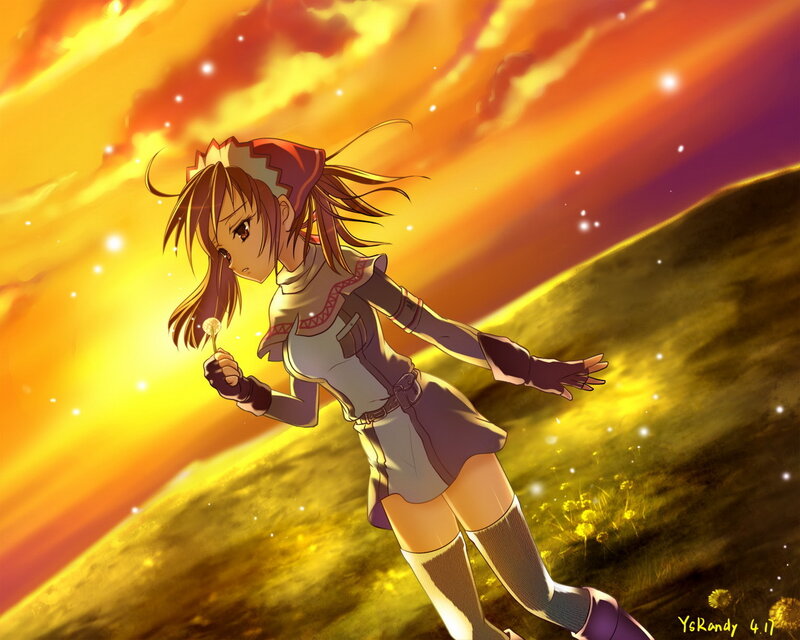 Anime Girl Holding Dandelion