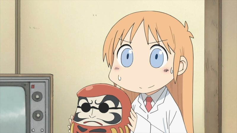 anime girl holding daruma doll