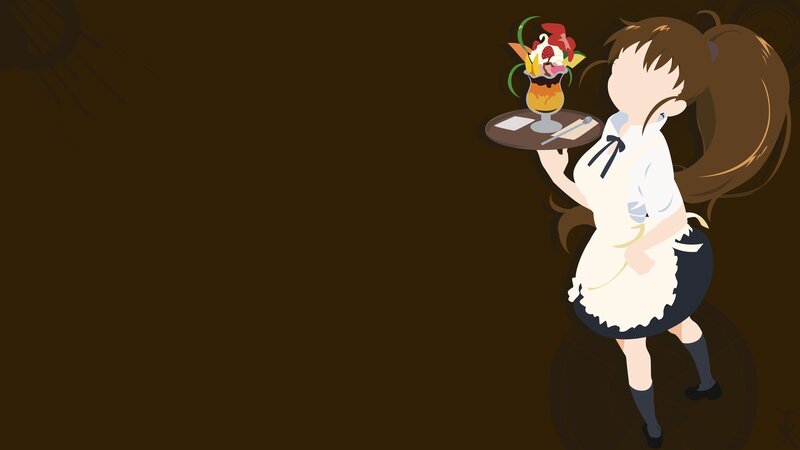 Anime Girl Holding Dessert — Brown