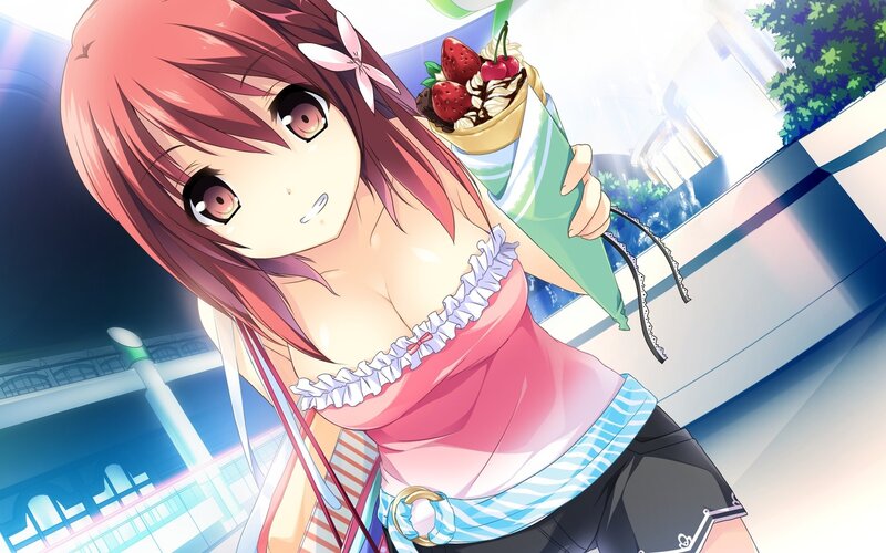 Anime Girl Holding Dessert — Pink