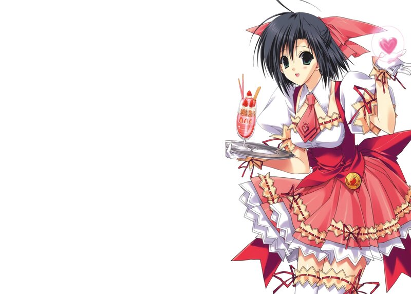 Anime Girl Holding Dessert — Red