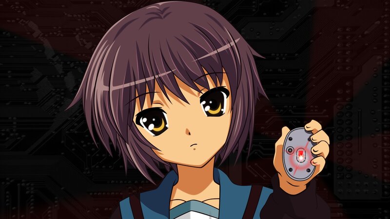 Anime Girl Holding Device — Purple