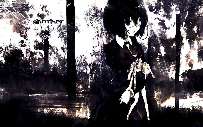 Anime Girl Holding Doll — Black, Dark, Dramatic, Night