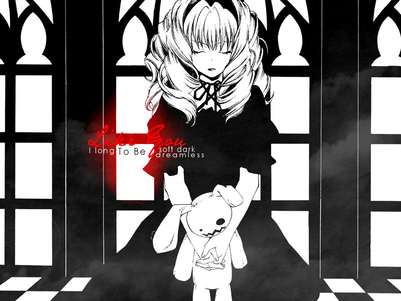 Anime Girl Holding Doll — Black