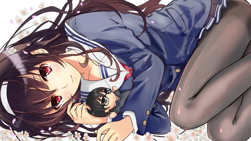 Anime Girl Holding Doll — Blue, Calm