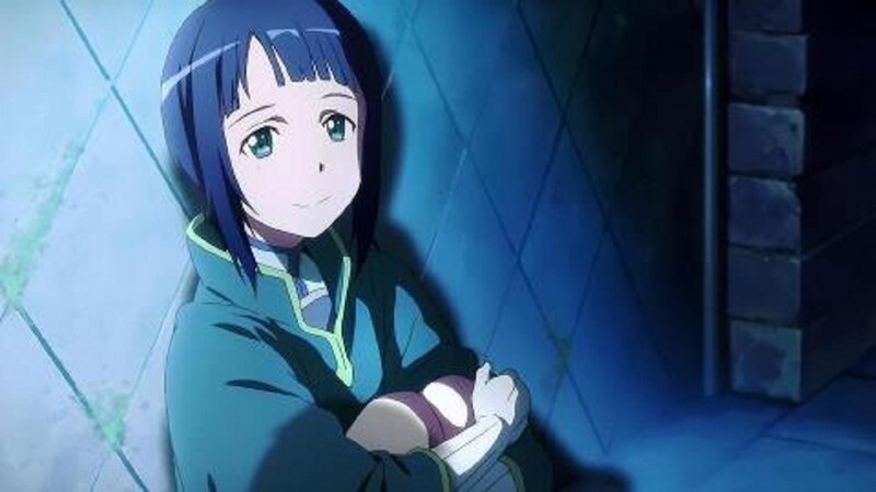 Anime Girl Holding Doll — Blue