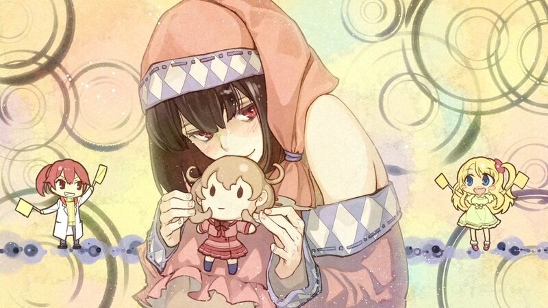 Anime Girl Holding Doll — Pink, Whimsical