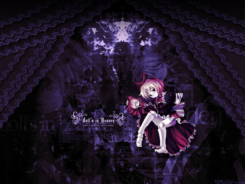 Anime Girl Holding Doll — Purple, Dark