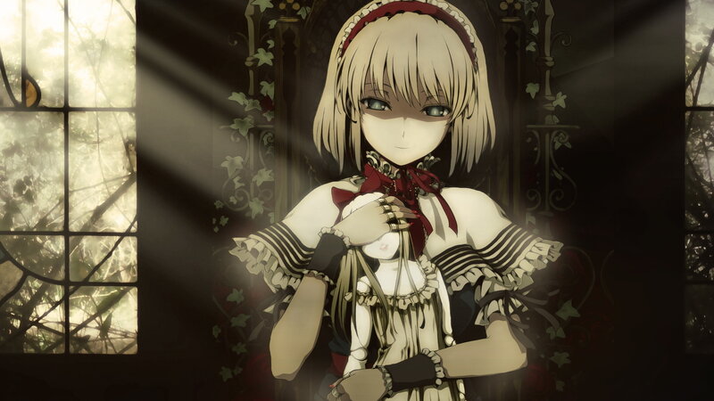 Anime Girl Holding Doll — White, Dramatic, Window