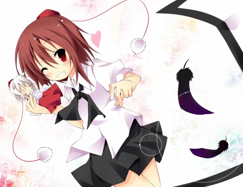 Anime Girl Holding Doll — White, Playful