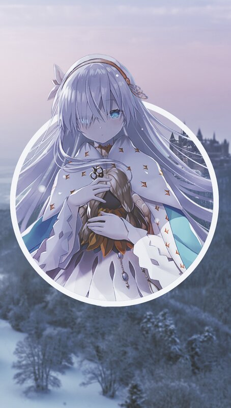 Anime Girl Holding Doll — White, Serene, Winter